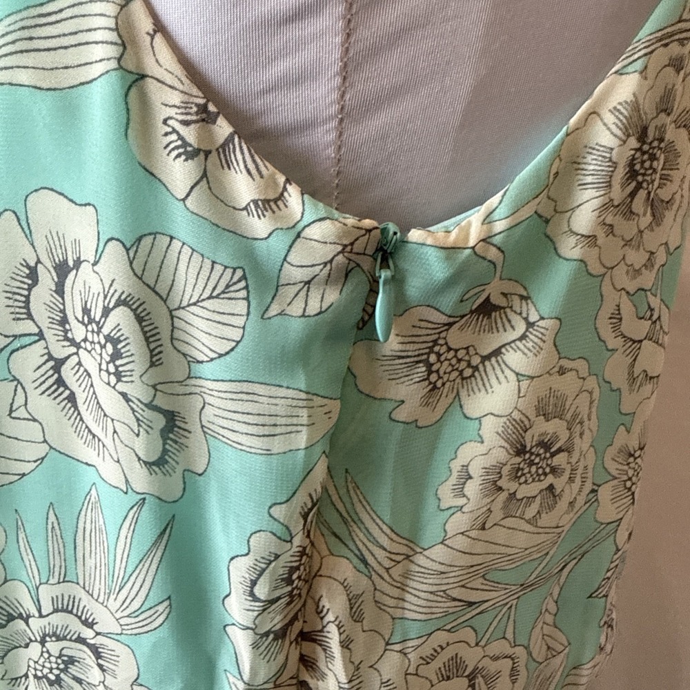 Jessica Howard Green Floral Pleated Chiffon Sleeveless Maxi Dress 12 Cottagecore - Picture 4 of 9